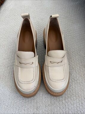 See By Chloé Cream Leather Platform Loafers